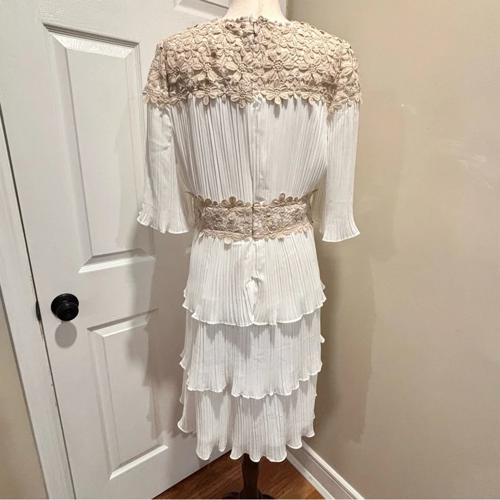 Lulus Westwind White Lace Pleated Chiffon Dress XL - Picture 6 of 8